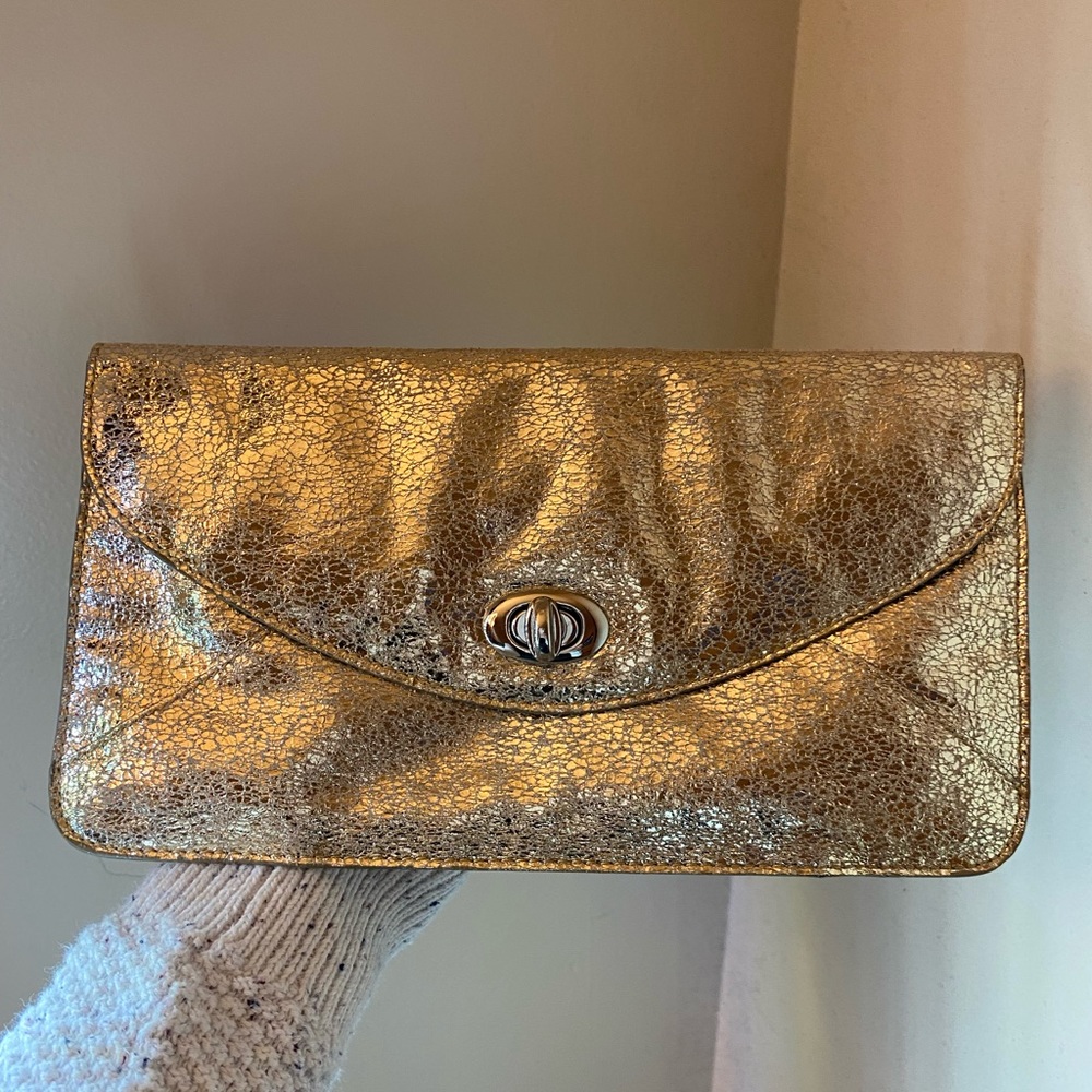 Sorial Metallic Gold Envelope Clutch